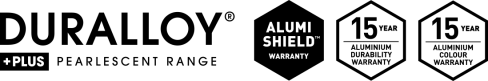 Duralloy +Plus Pearlescent Range Logo with Shields Mono RGB